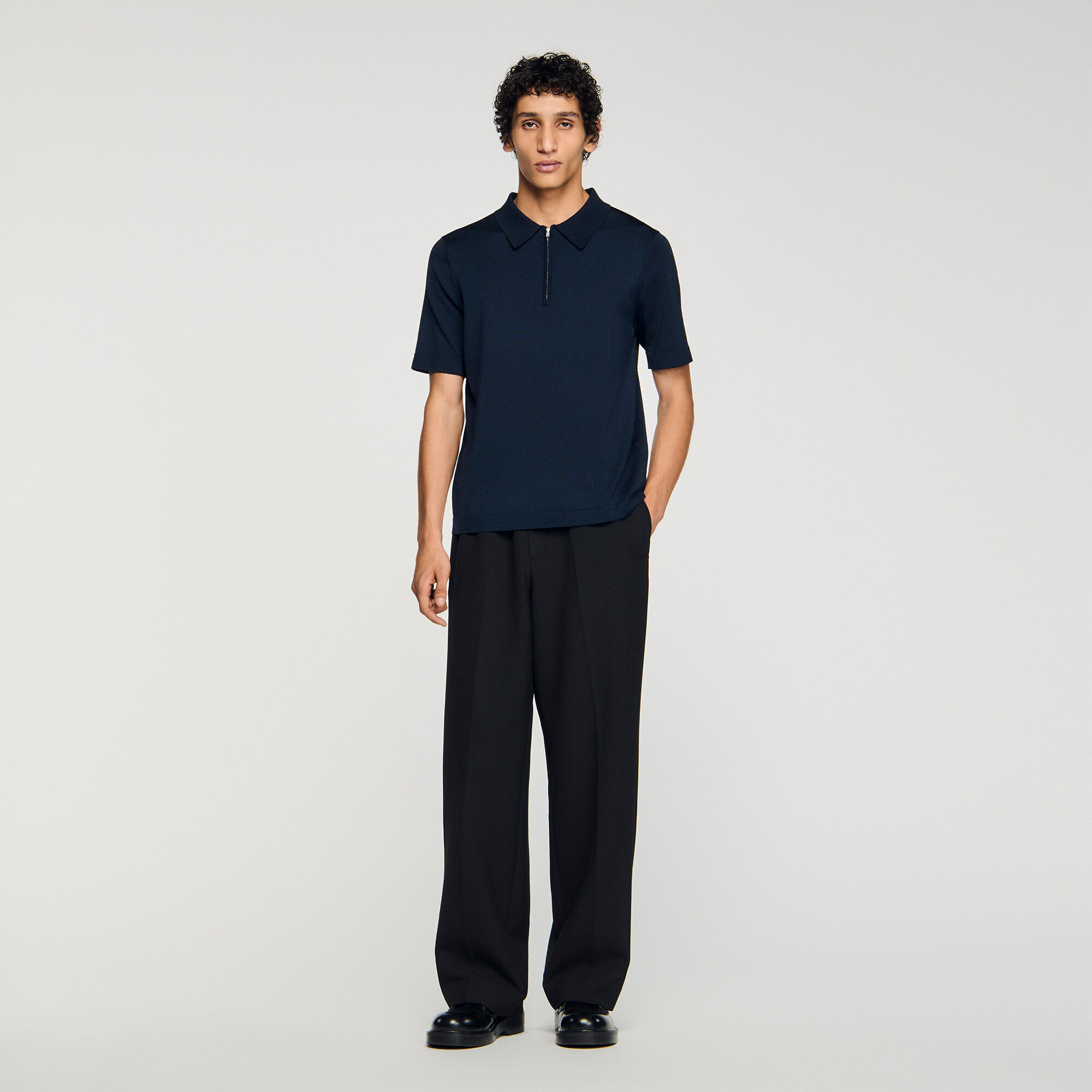 Polo in maglia con colletto con zip