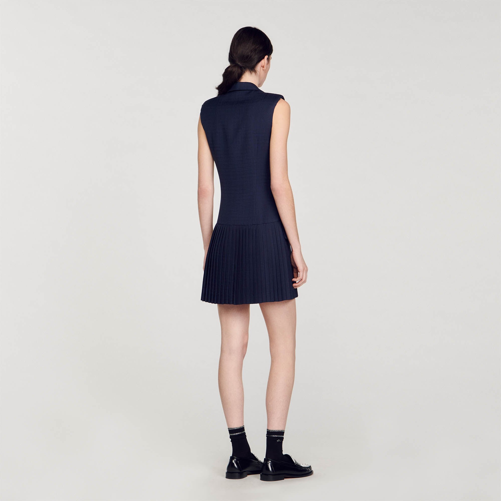 Abito corto stile tailleur a pieghe