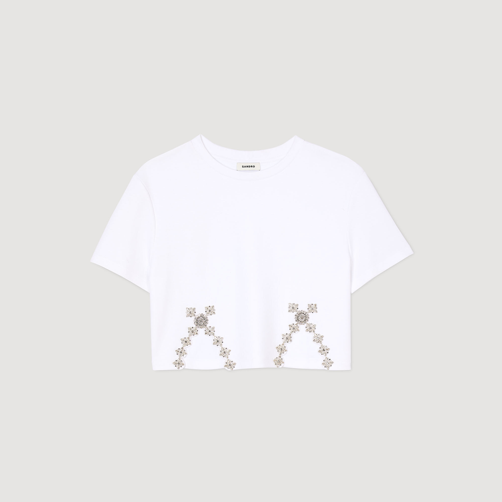 T-shirt corta decorata con strass