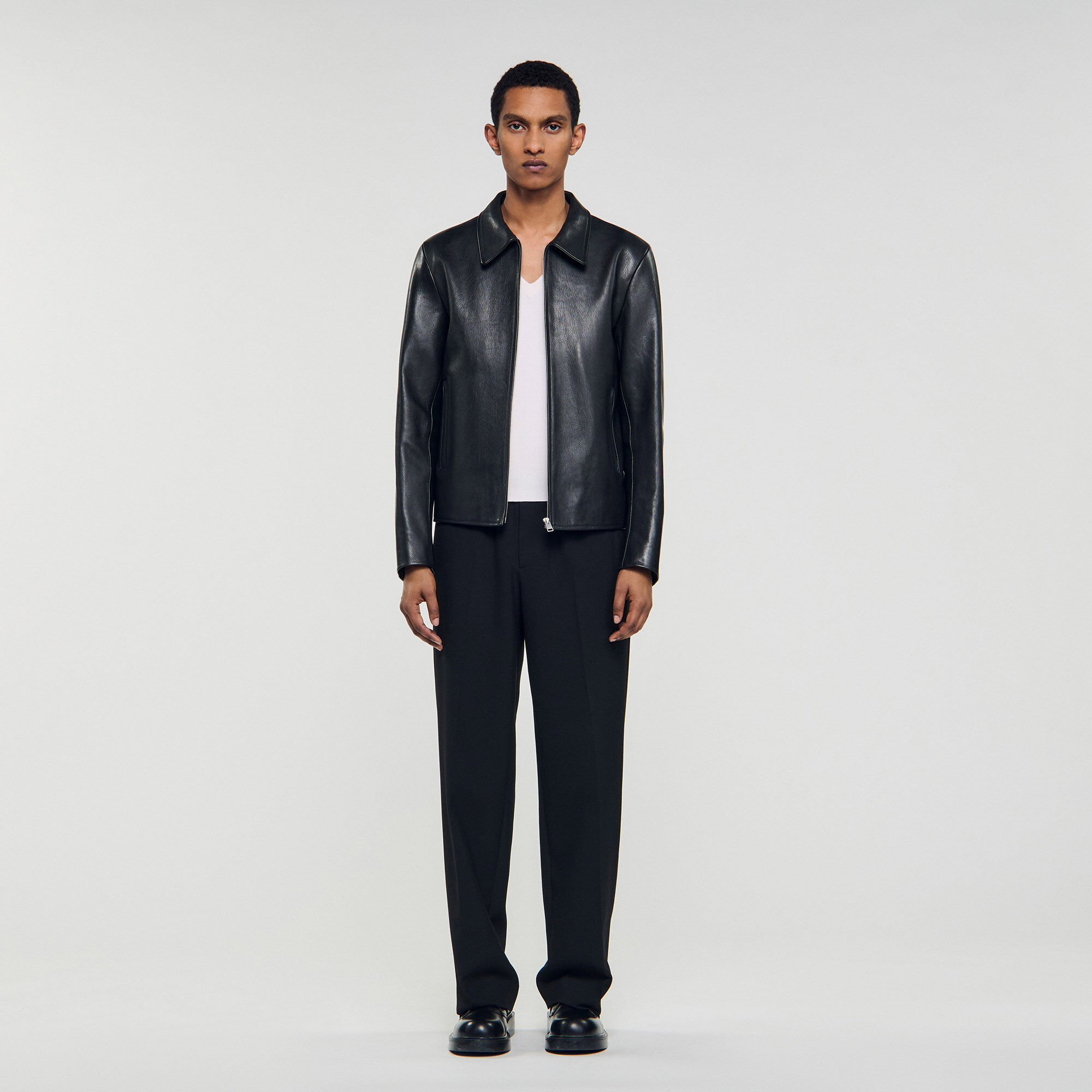 Giubbotto in pelle con zip
