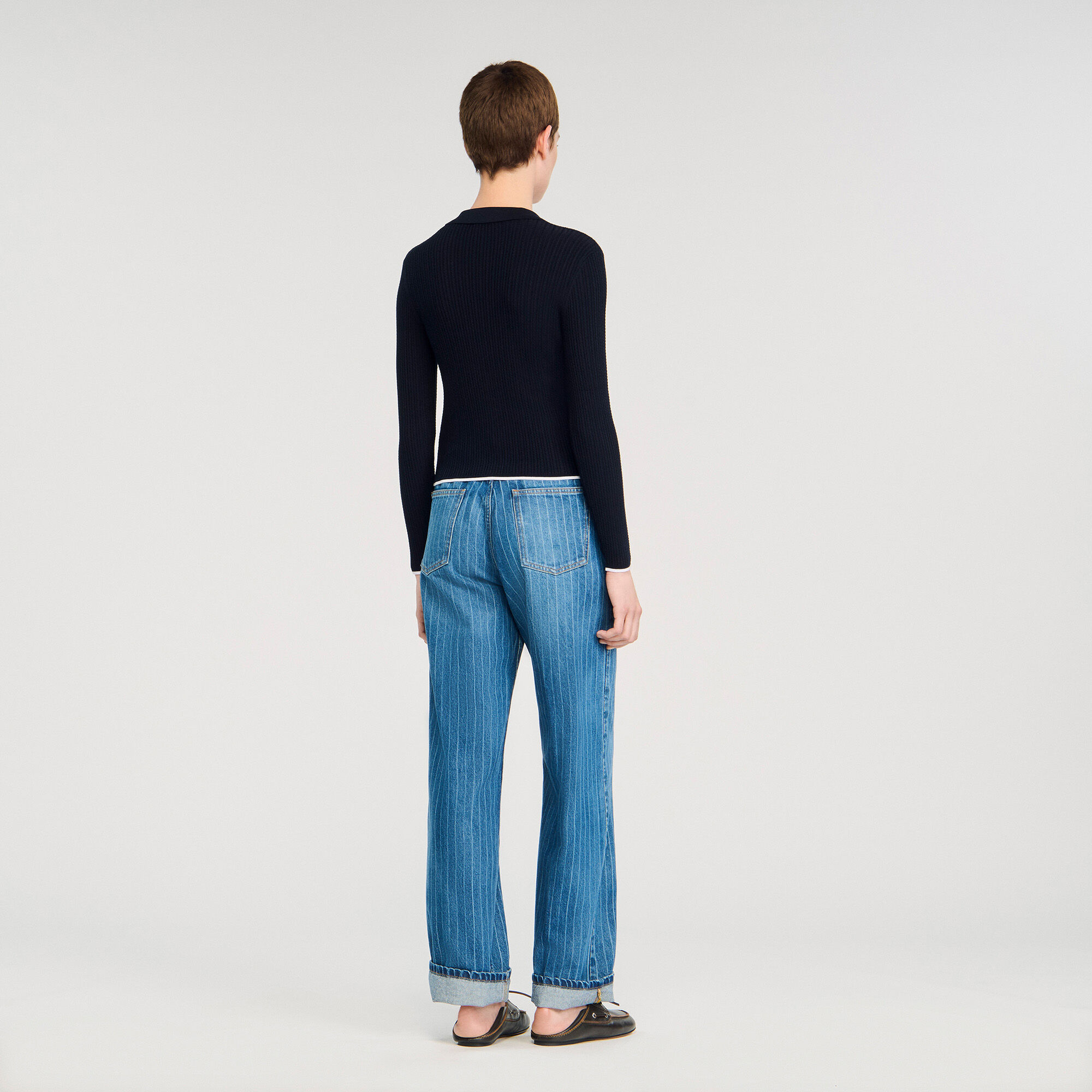 Cardigan corto con colletto polo