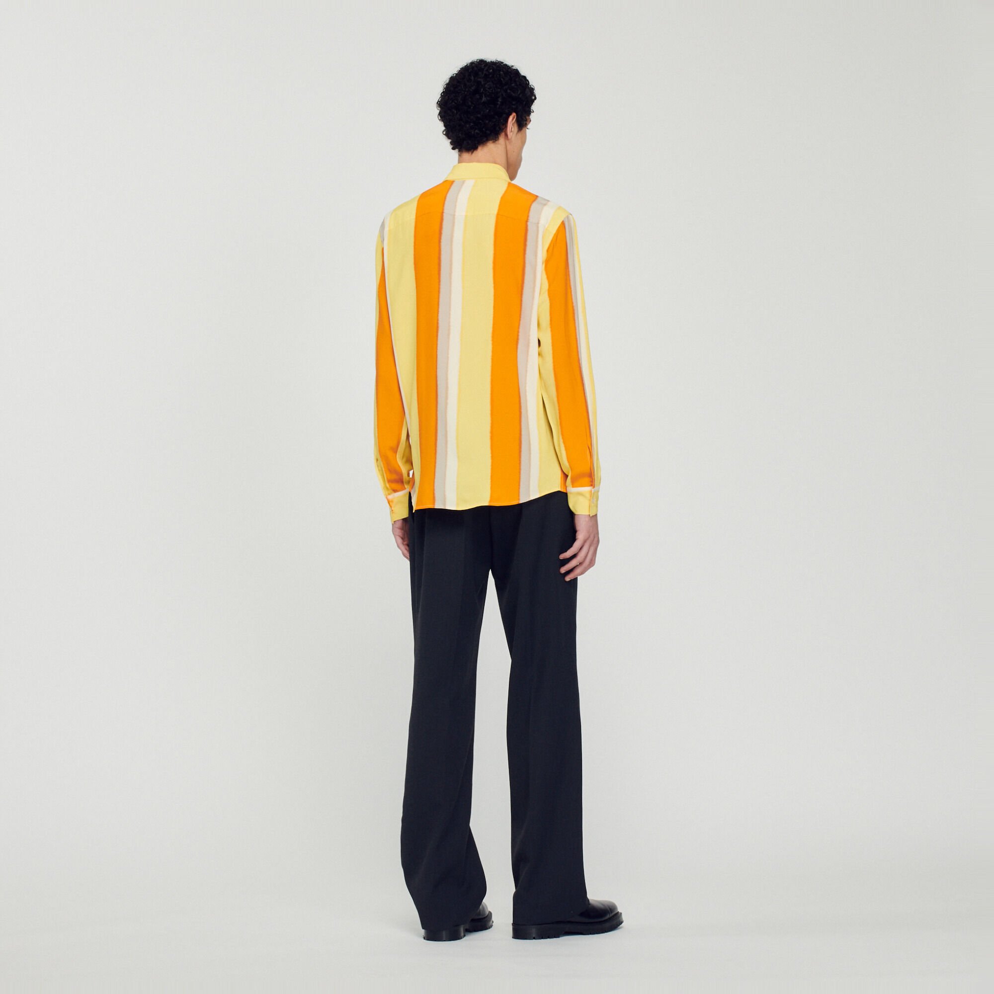 Camicia fluida a righe a maniche lunghe