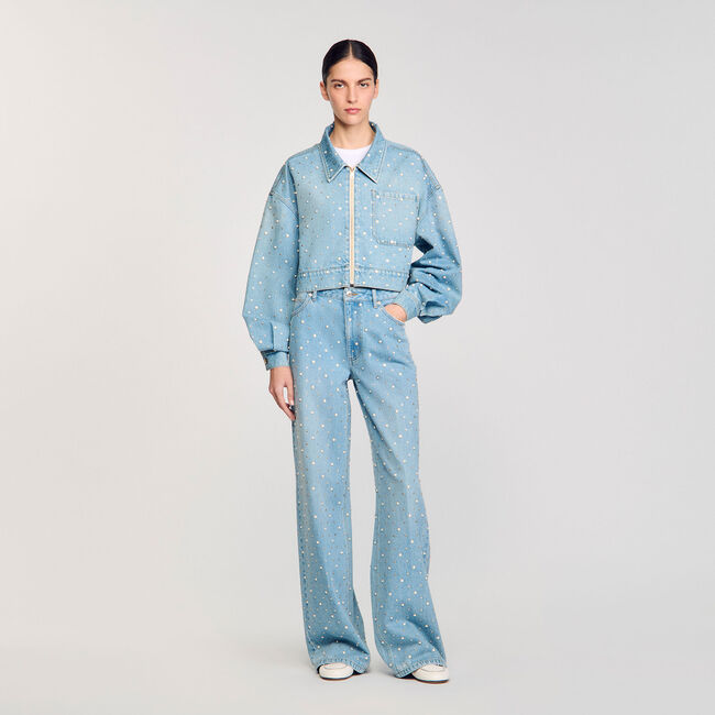 Giubbotto di jeans strass e perline