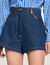 Shorts di jeans con dettagli in pelle
