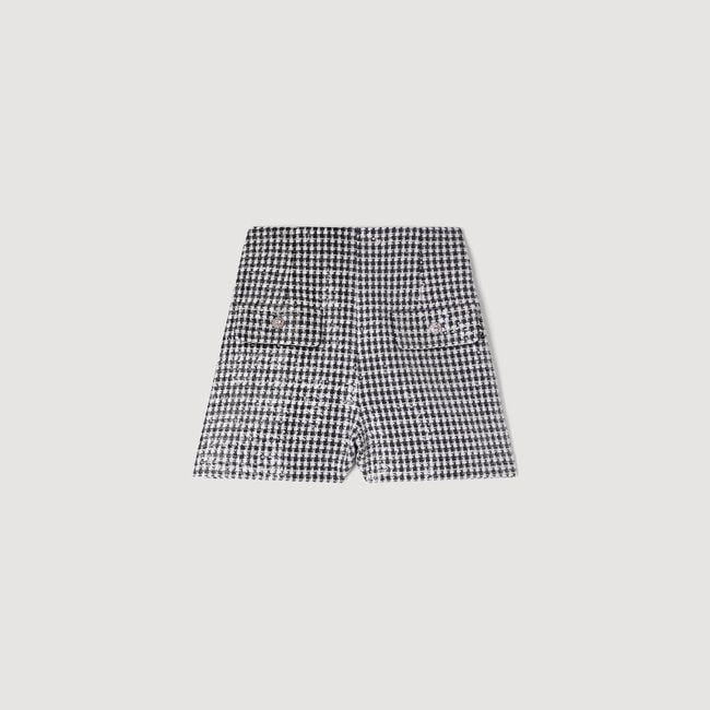 Short tweed paillette pied-de-poule