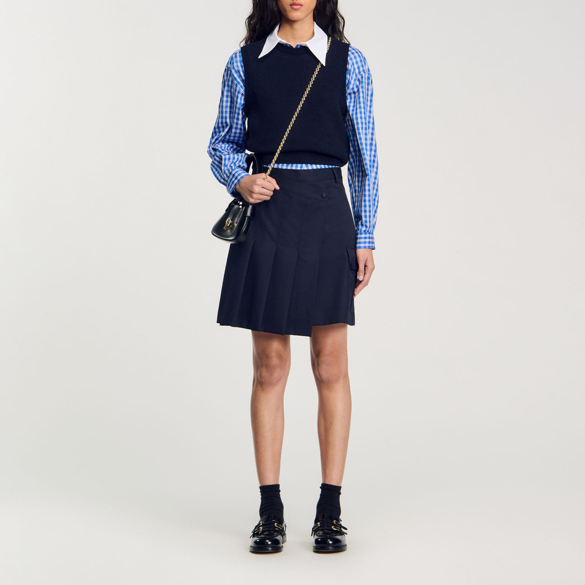 Gonna corta plissettata asimmetrica - Donna | Sandro