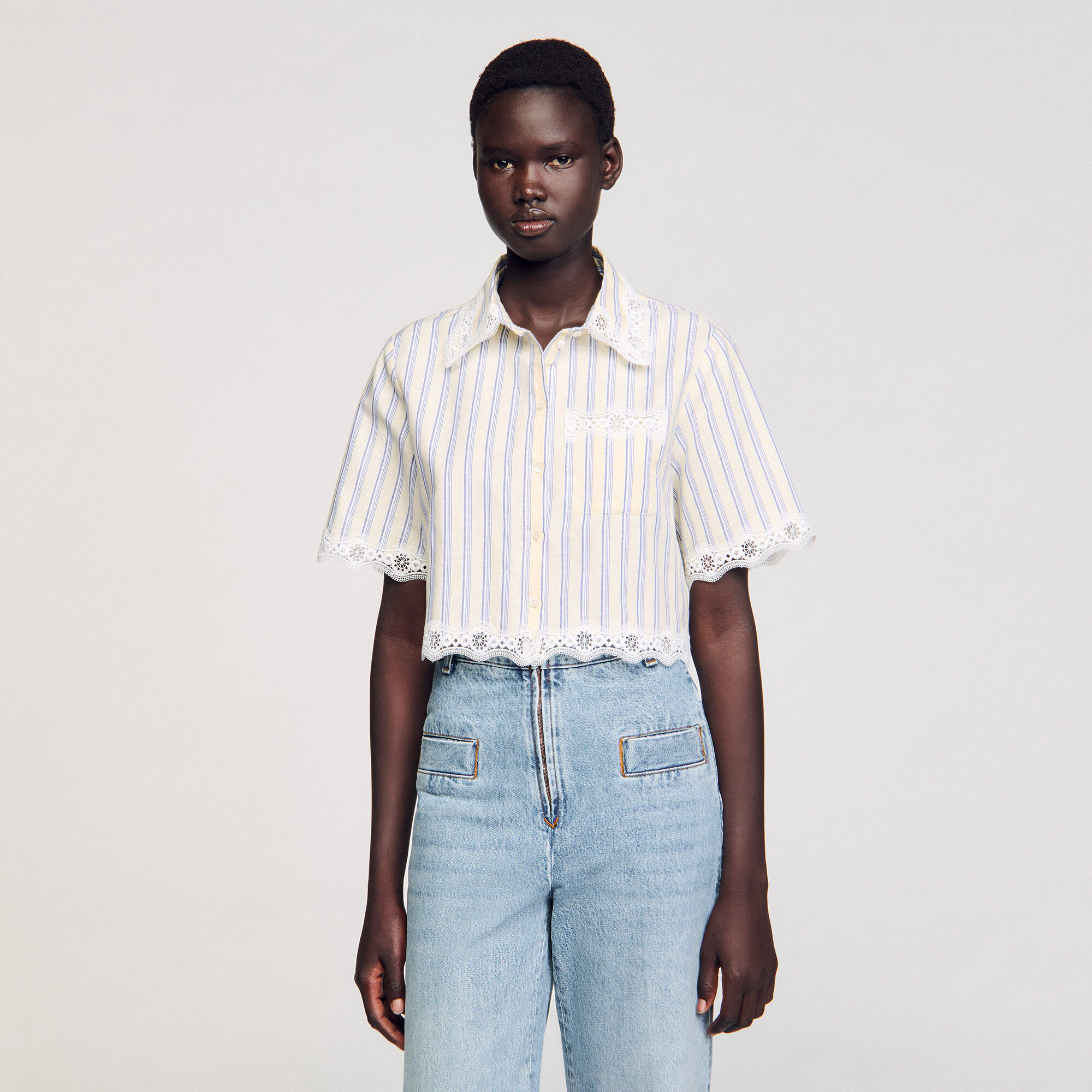 Camicia corta a righe