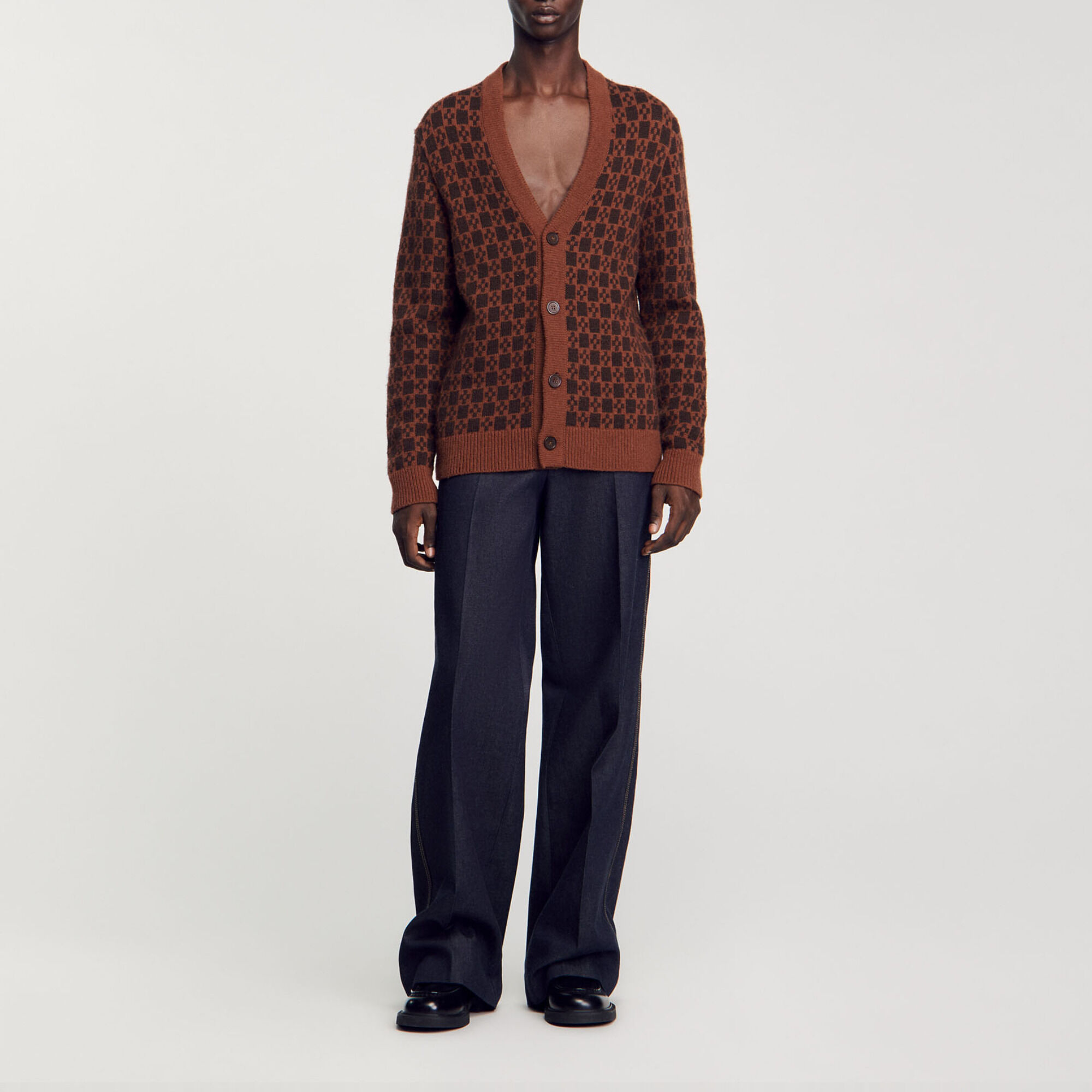 Cardigan jacquard square cross