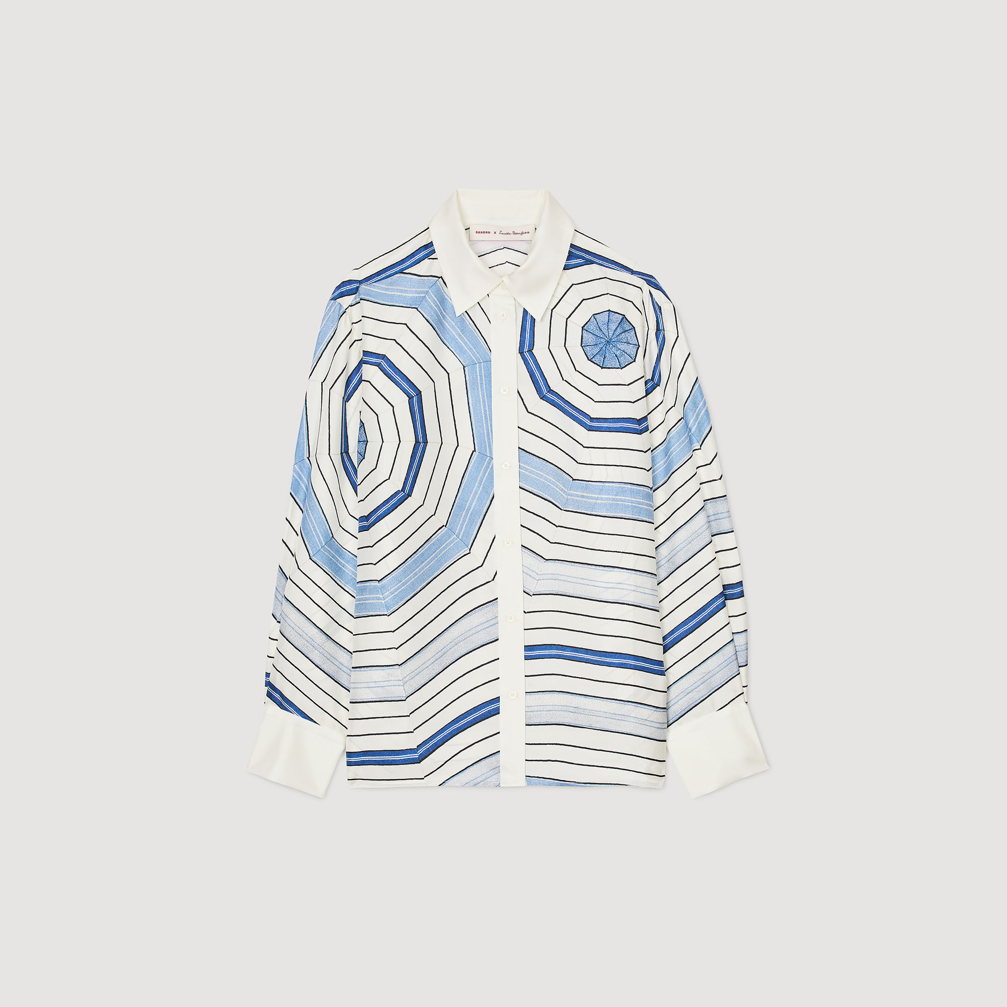 Camicia in seta stampa a spirali