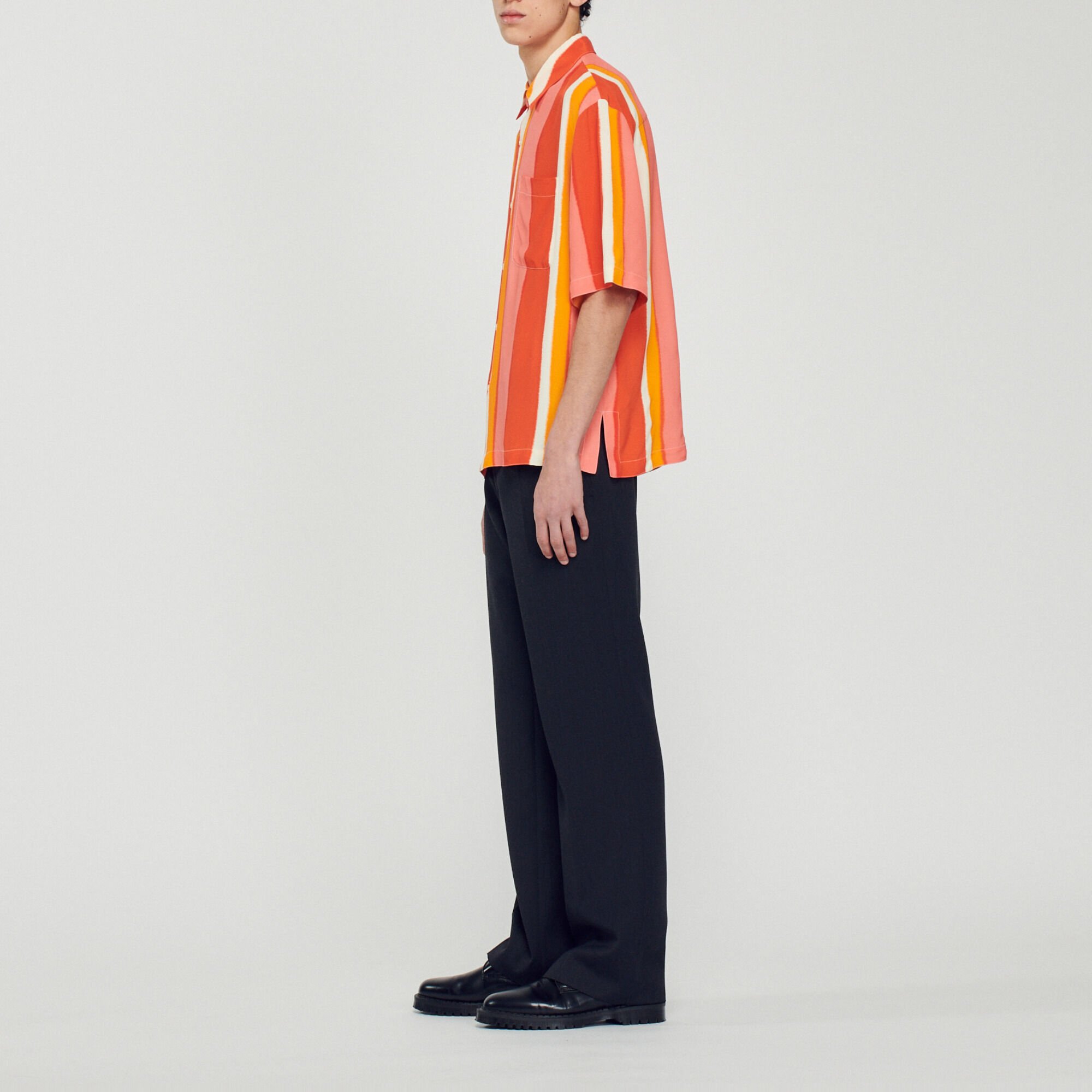 Camicia fluida a righe a maniche corte