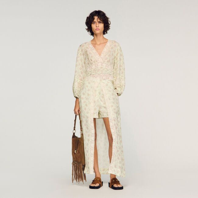 Top corto con stampa a fiori