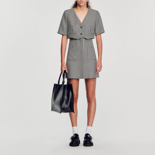Abito corto in tweed pied-de-poule