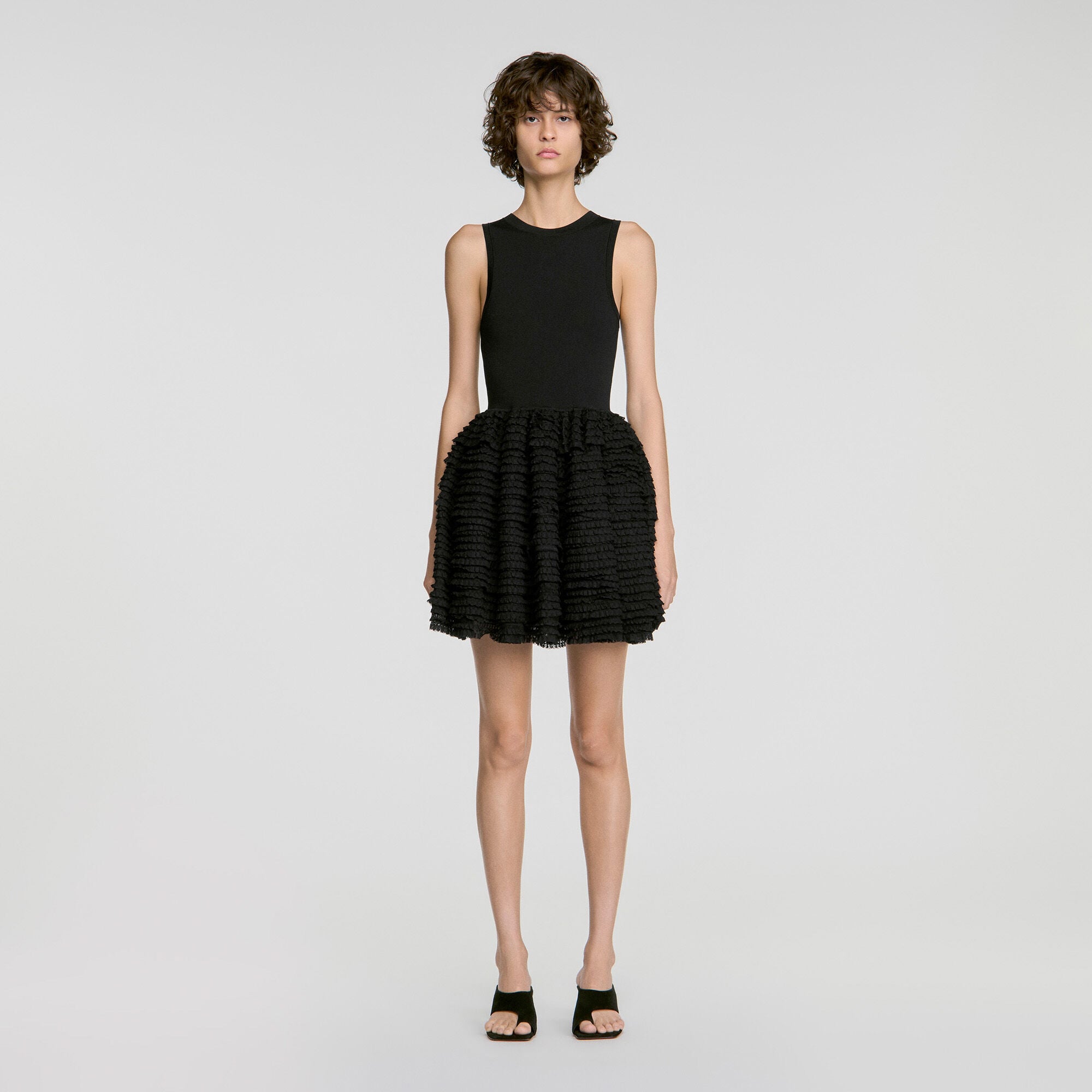 Abito corto con volant in pizzo - Donna | Sandro