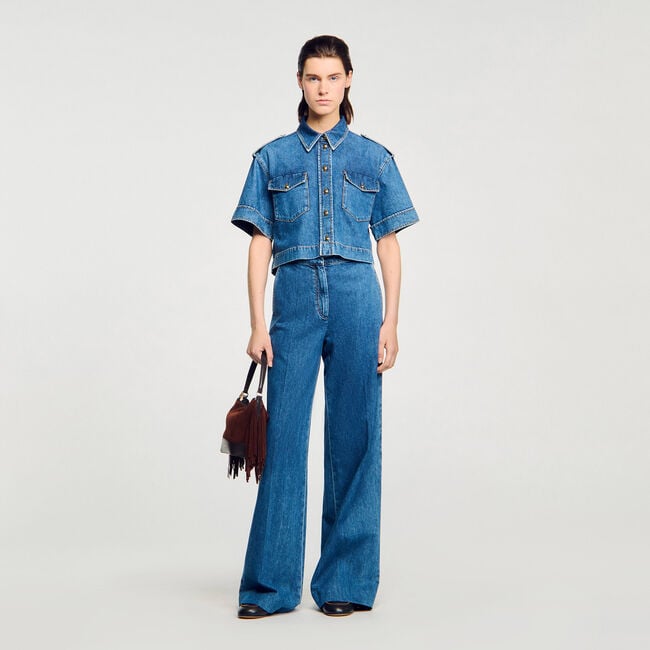 Camicia corta in denim