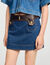 Gonna corta in denim e pelle