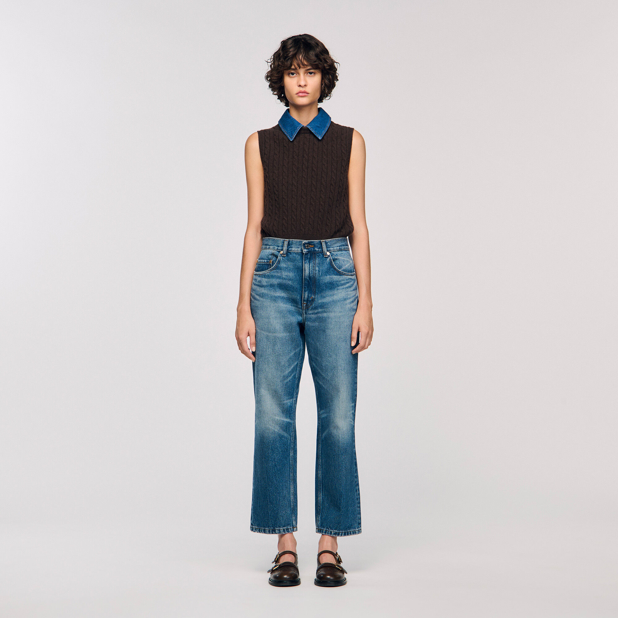 Maglione in maglia e denim
