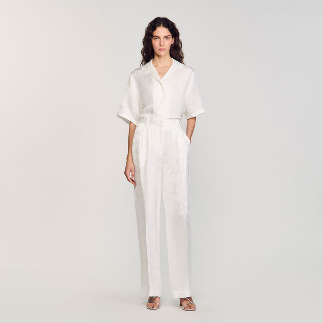 Pantaloni in jacquard con fiori