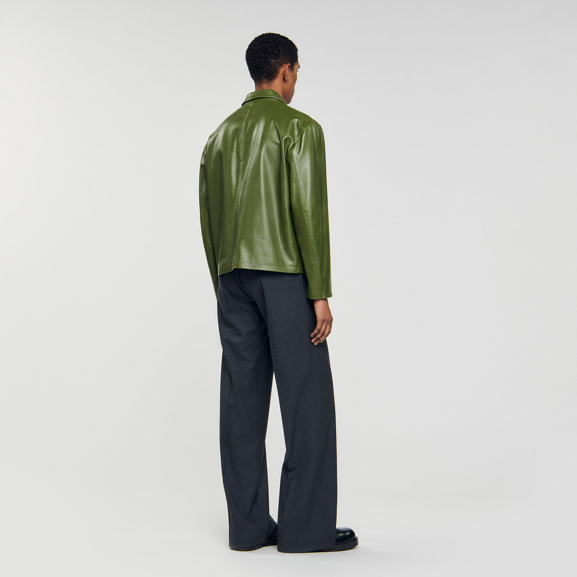 Giubbotto con zip in pelle