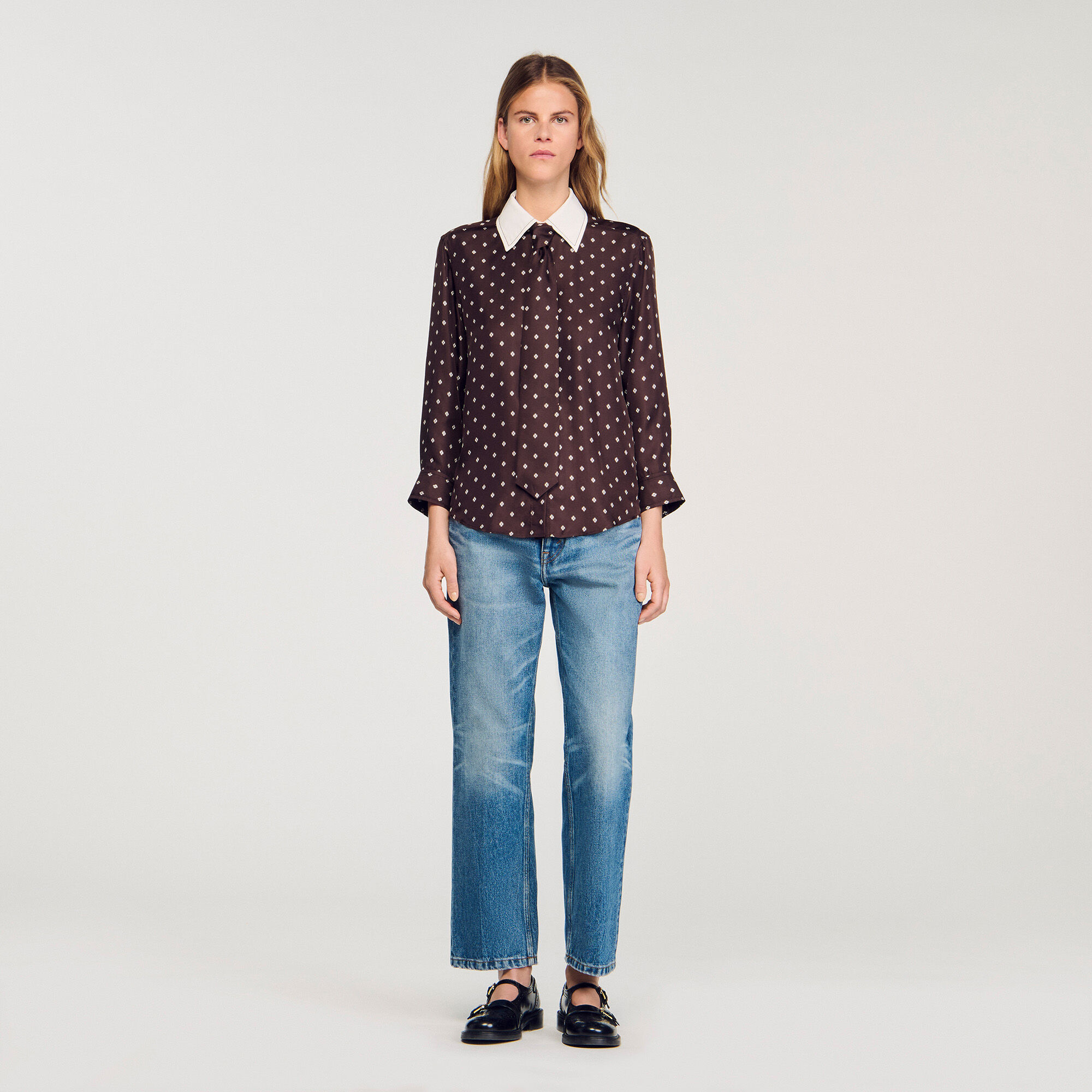 Camicia fluida stampata a cravatta