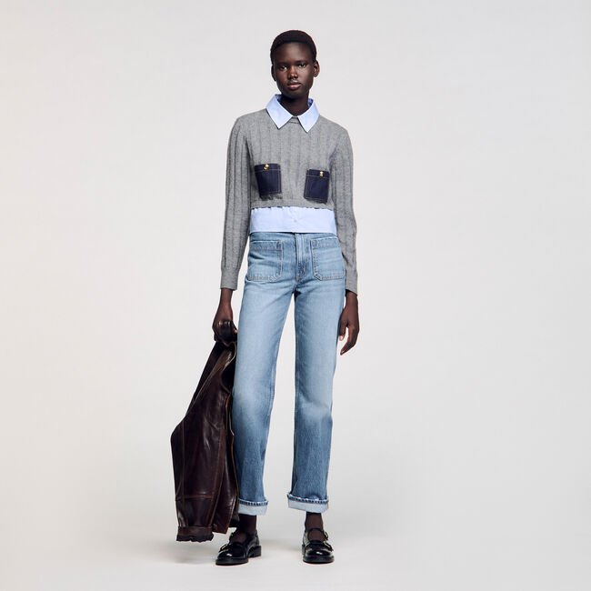 Maglione corto in lana e cashmere
