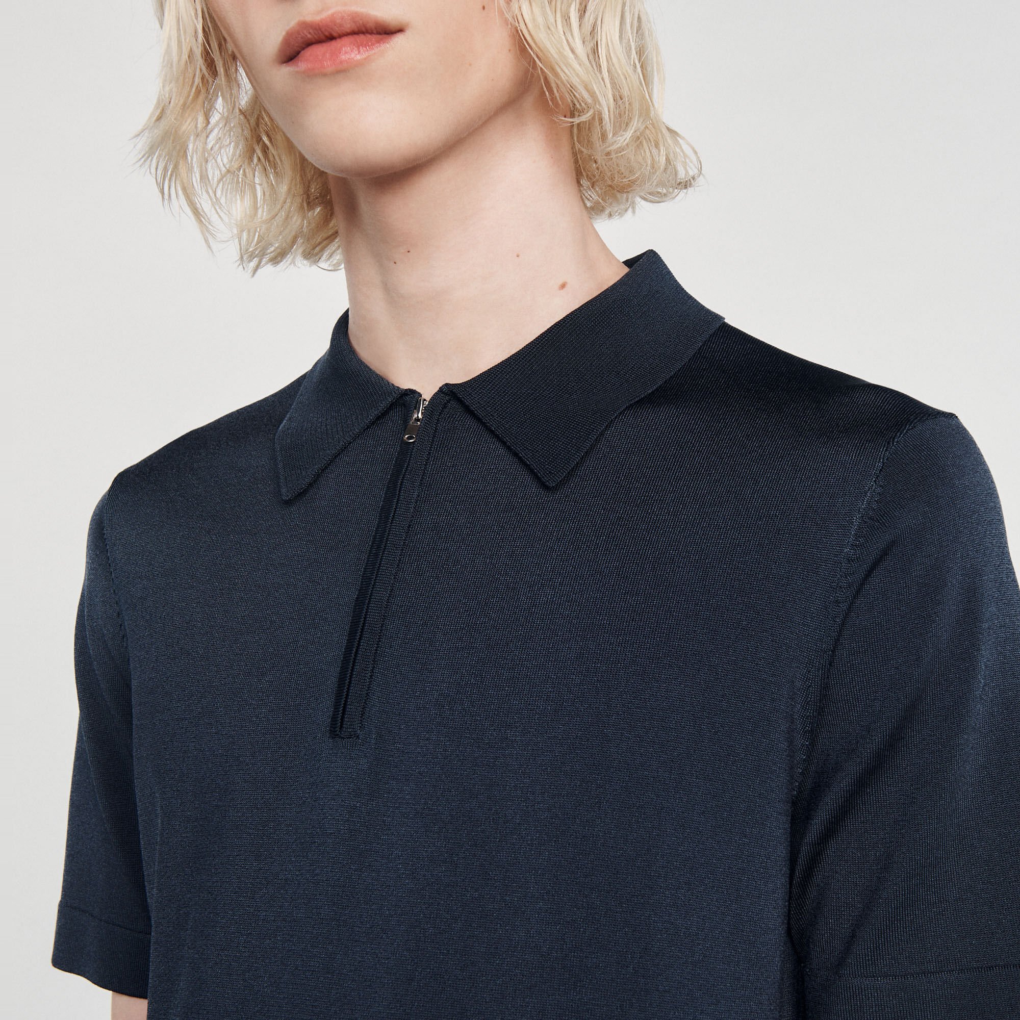 Polo in maglia con colletto con zip