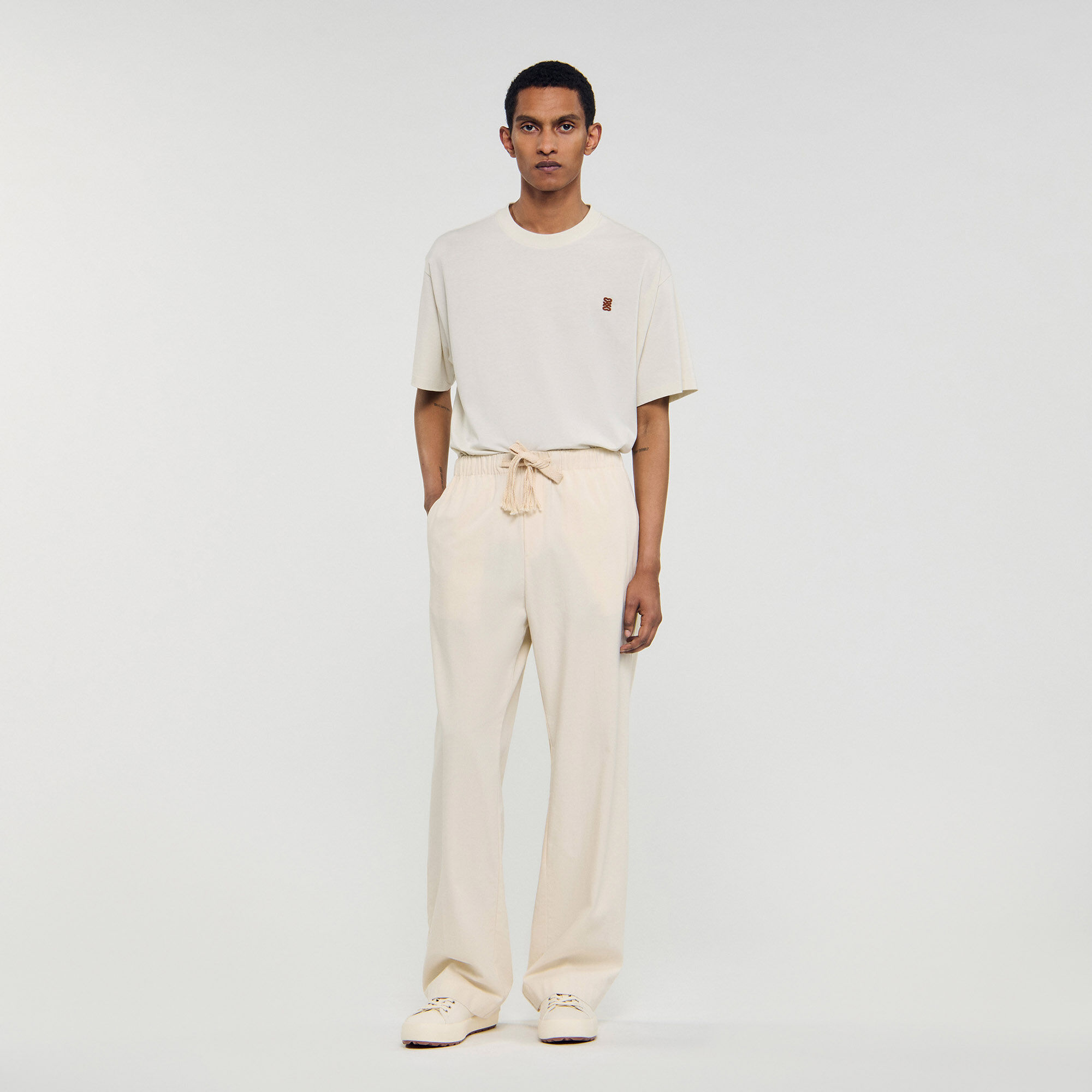 Pantaloni larghi in cotone elasticizzato