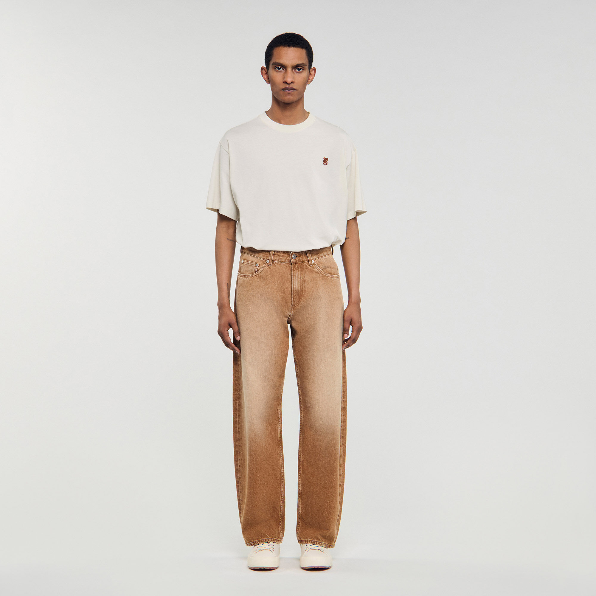 Jeans baggy in cotone délavé