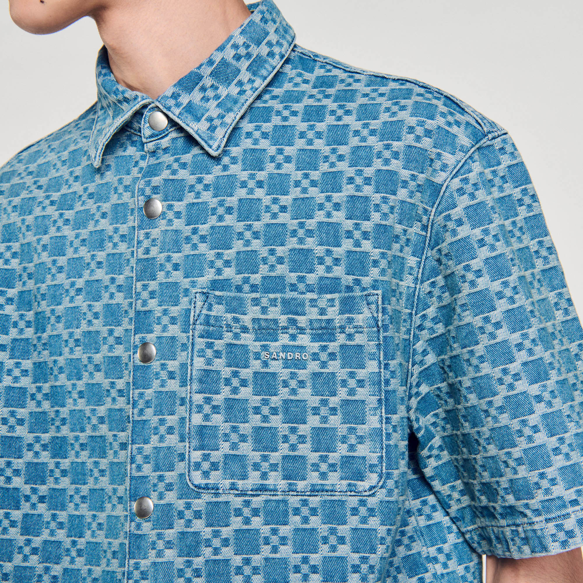 Camicia in denim square cross