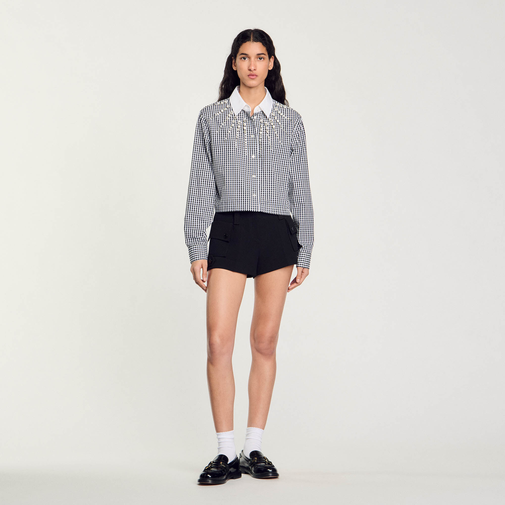 Camicia corta con carré glitterato