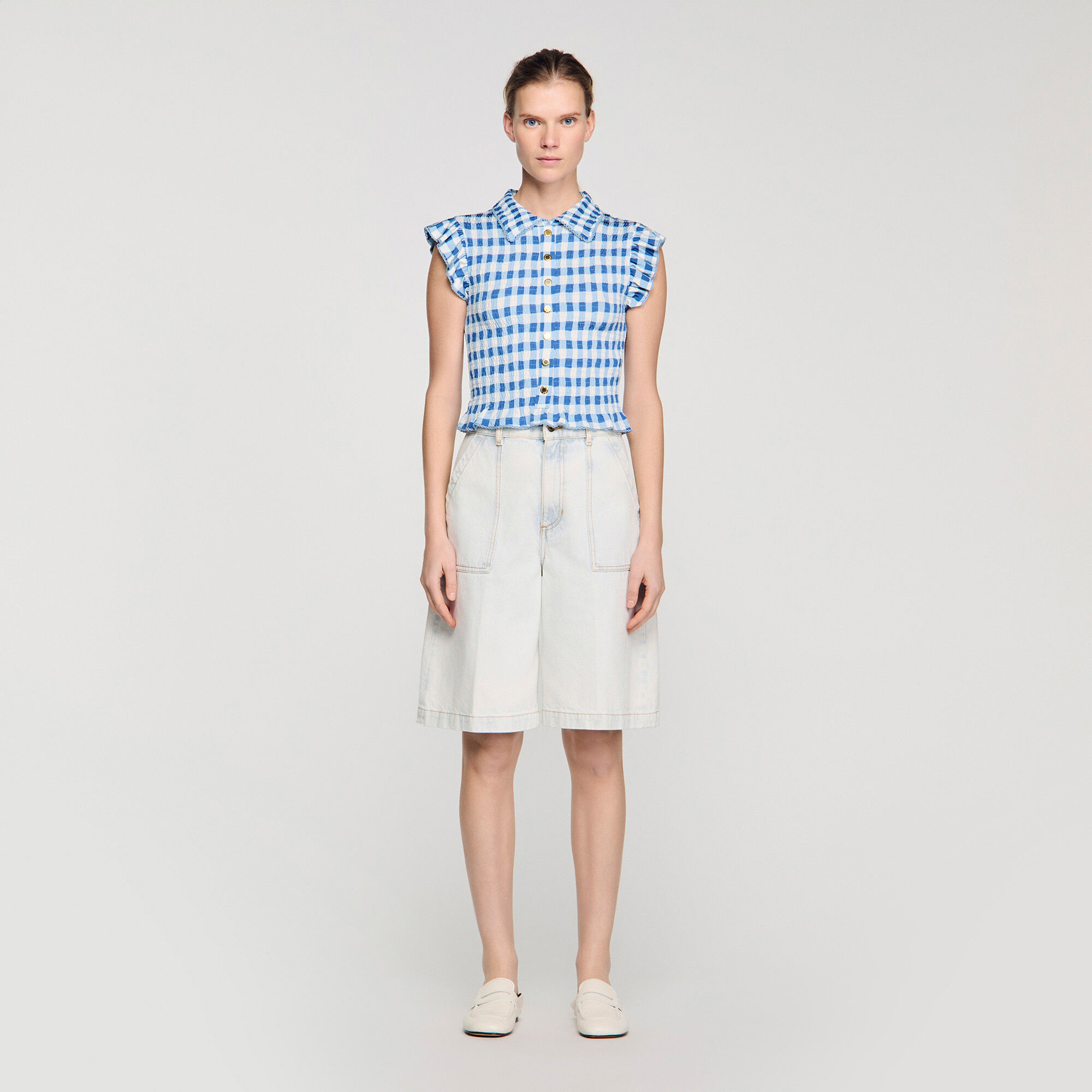 T-shirt a punto smock vichy