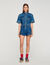 Shorts in denim con volant