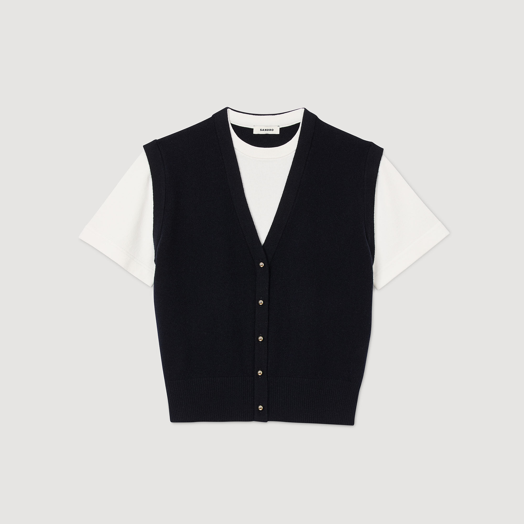 Maglione bicolor in lana e cashmere