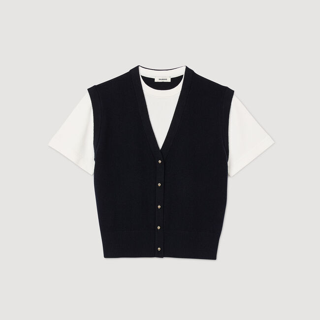 Maglione bicolor in lana e cashmere