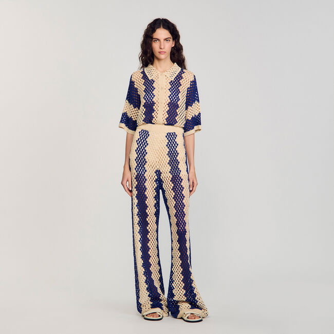 Pantaloni in maglia bicolor