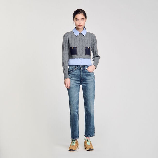 Maglione corto in lana e cashmere