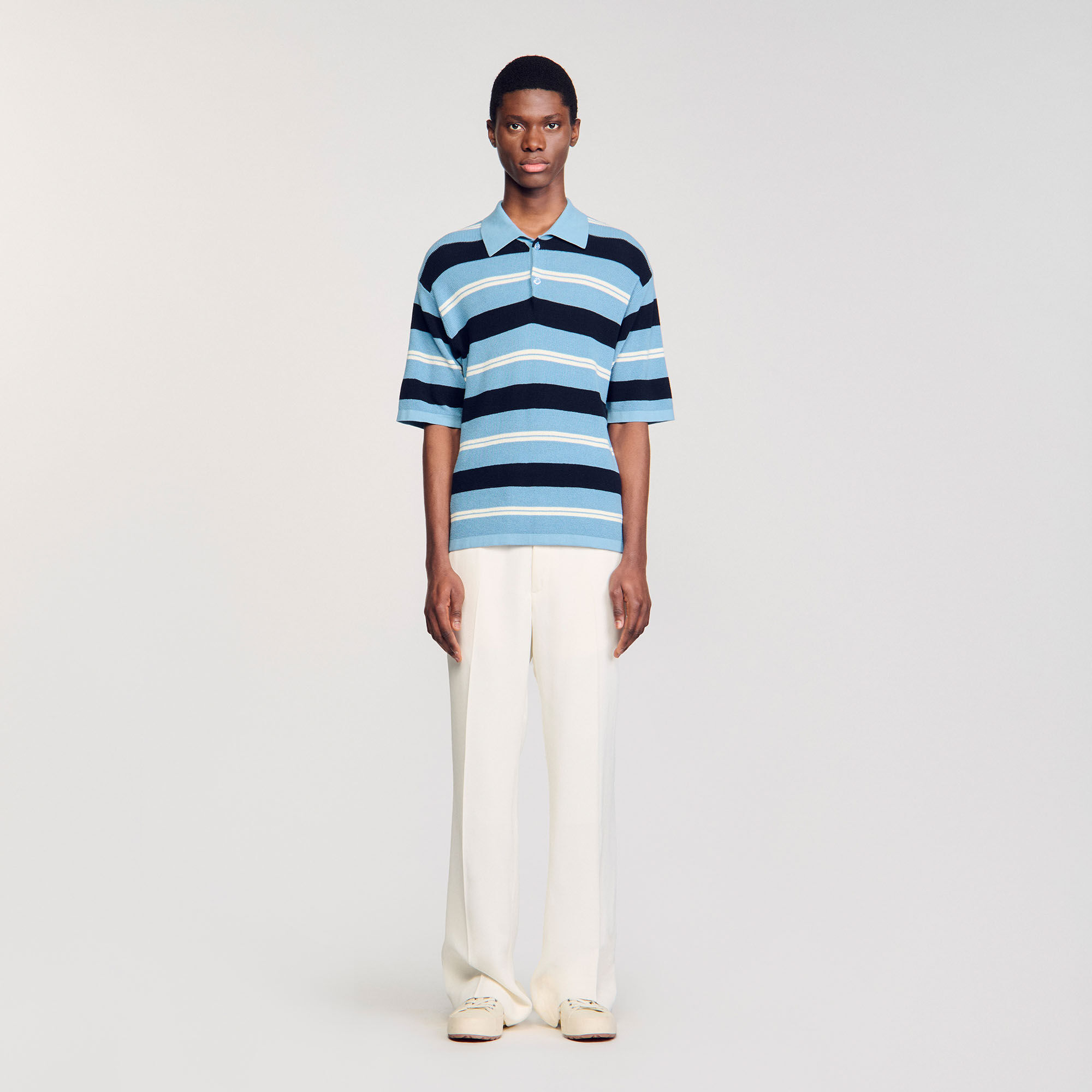 Polo a righe in maglia