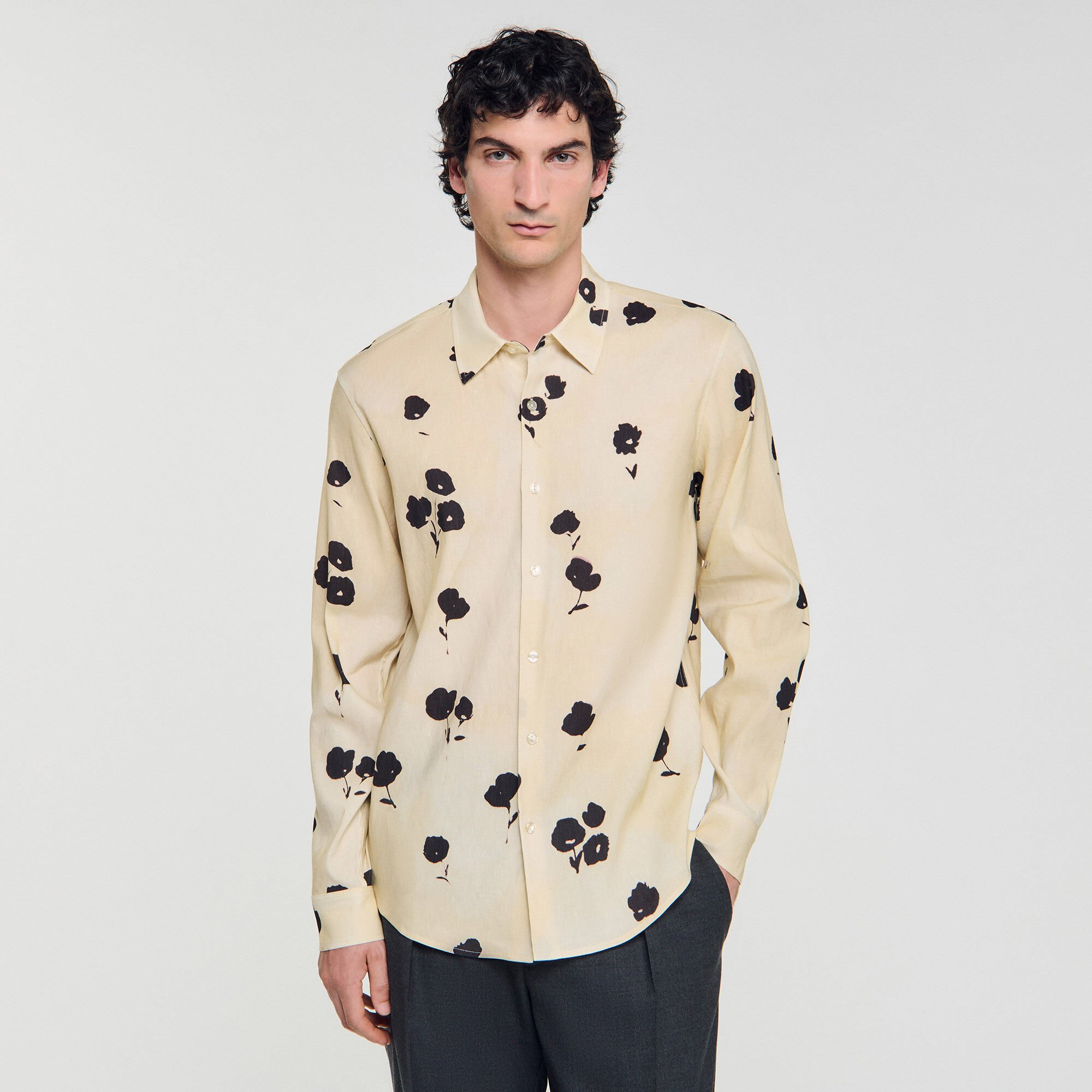 Camicia in lino con stampa a fiori
