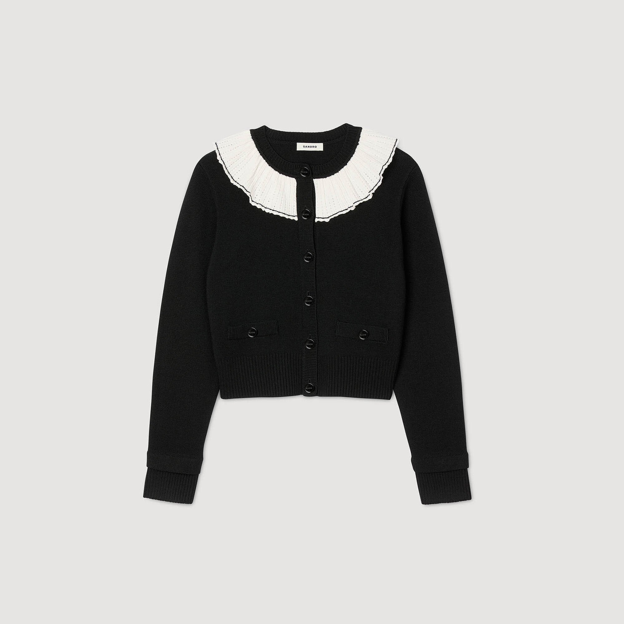 Cardigan con colletto a contrasto