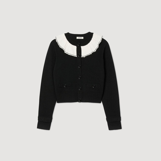 Cardigan con colletto a contrasto