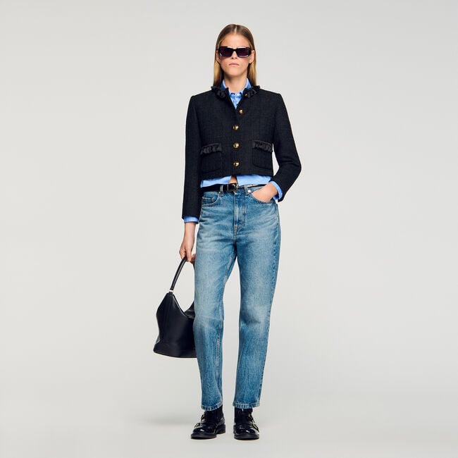 Giacca in tweed con volant