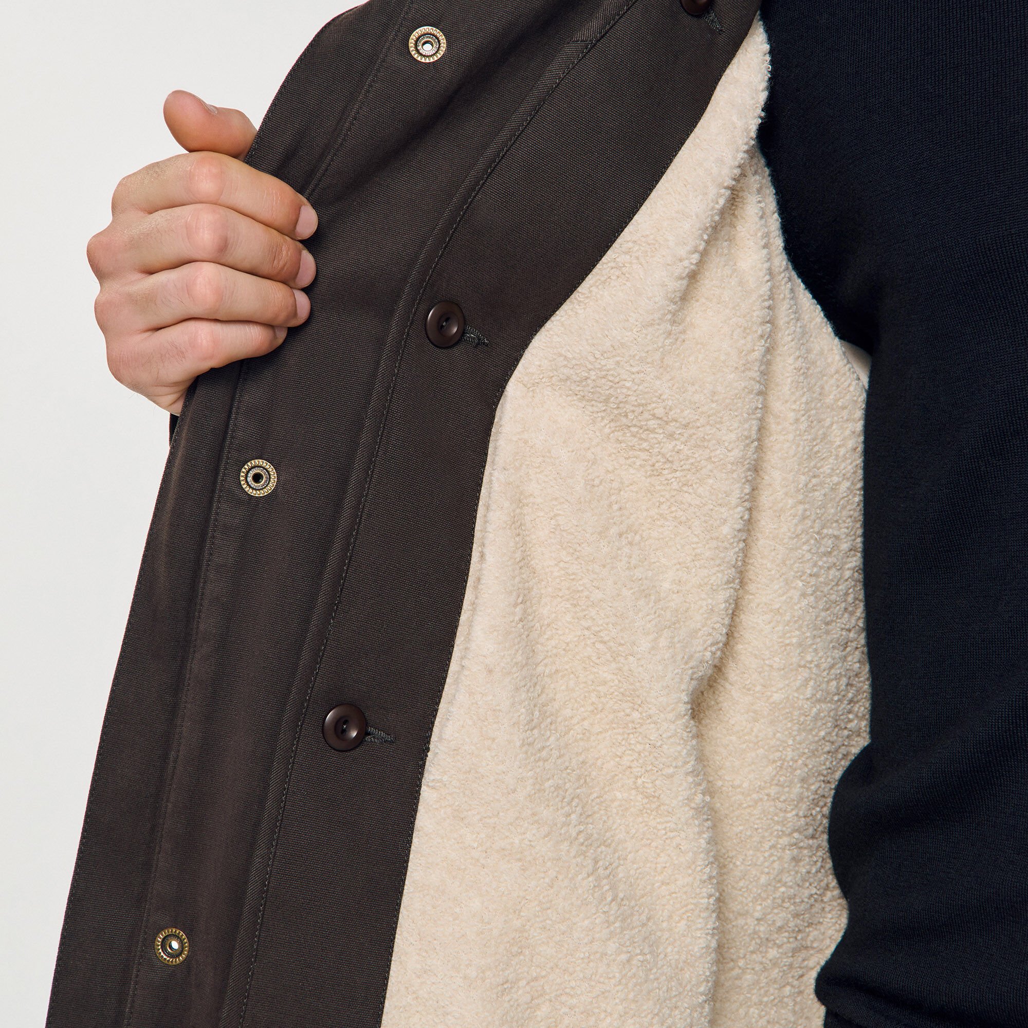 Parka oversize in cotone e lana