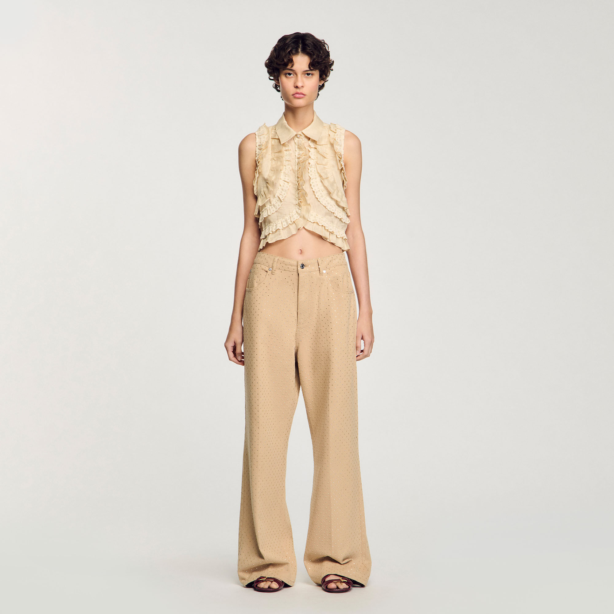 Camicia corta con volant