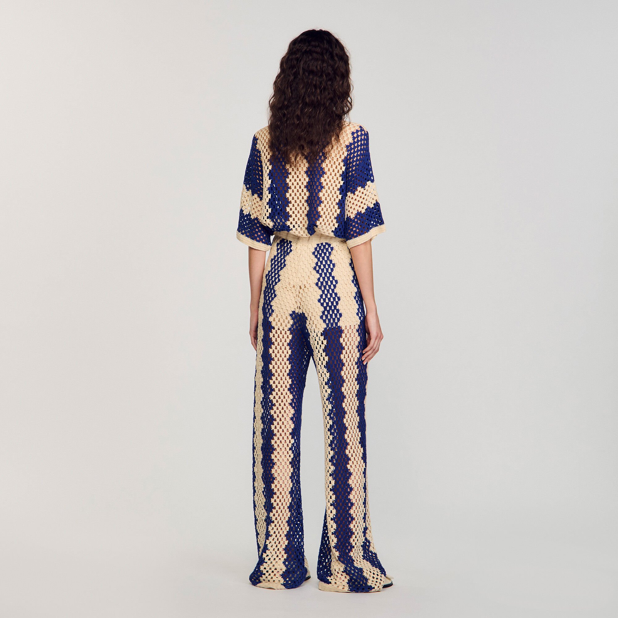 Pantaloni in maglia bicolor
