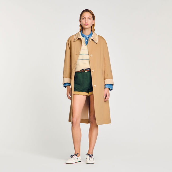 Trench con colletto glitterato