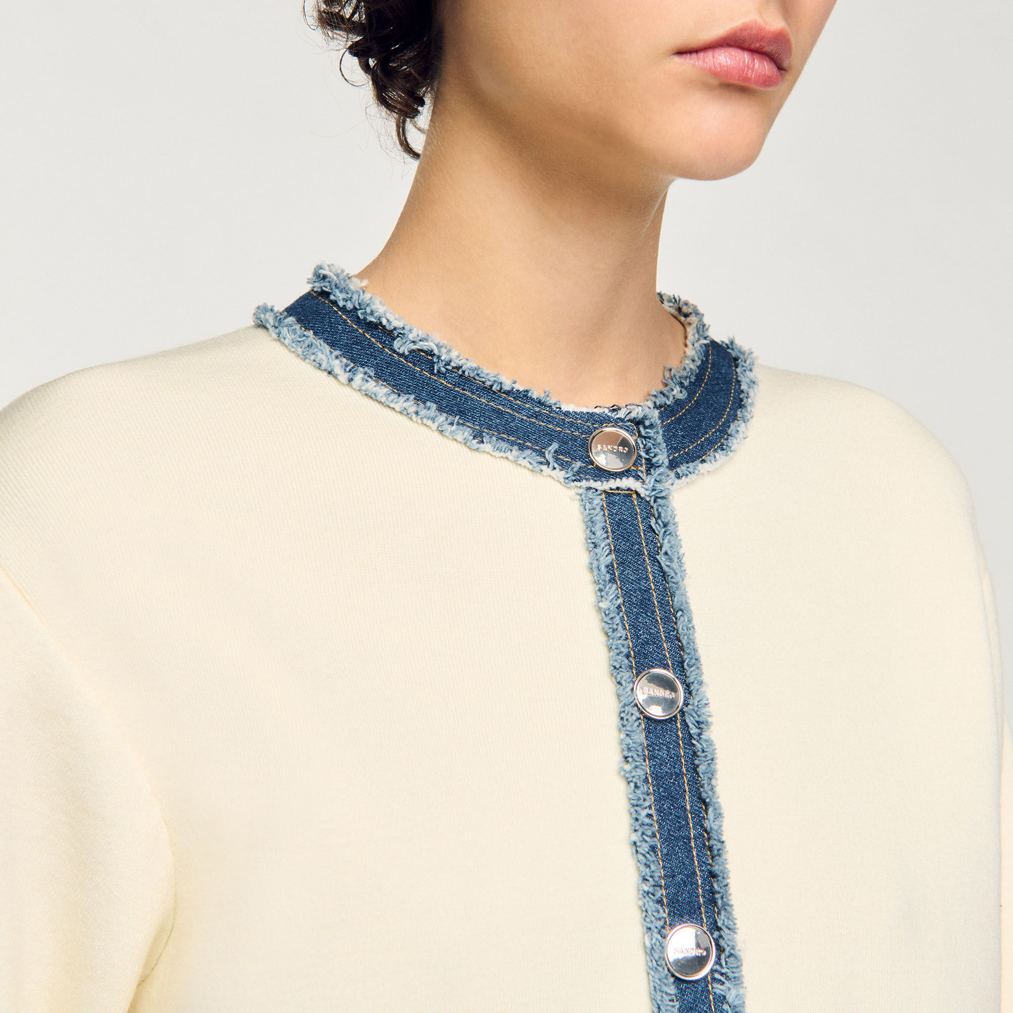 Cardigan con dettagli in denim