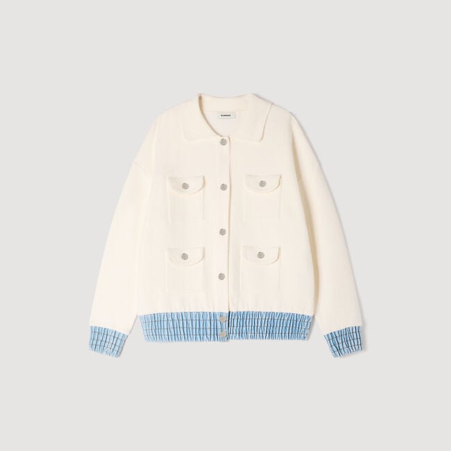 Cardigan con dettagli in denim