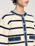 Cardigan a righe con dettagli denim