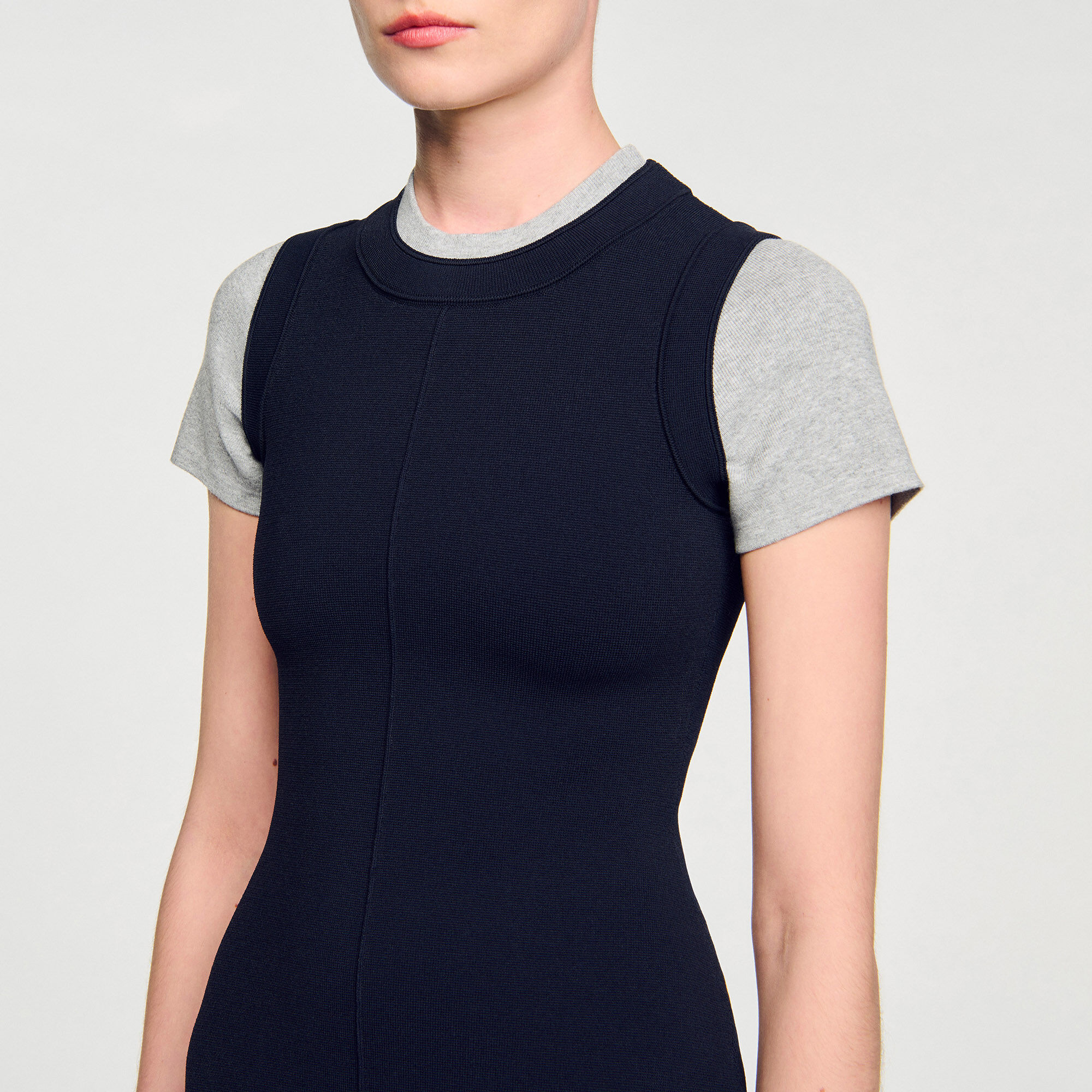 Abito corto in maglia 2 in 1