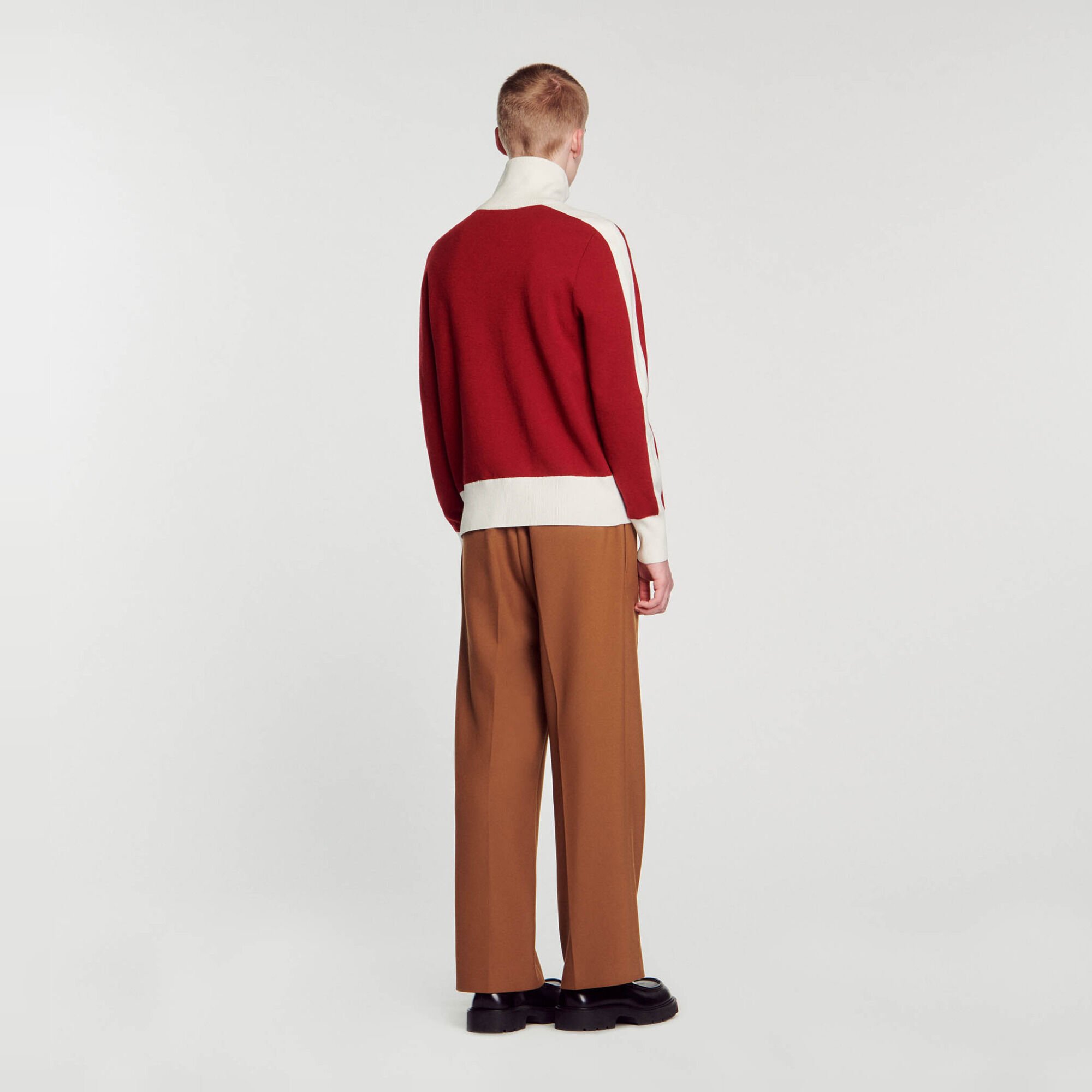 Cardigan bicolore in maglia