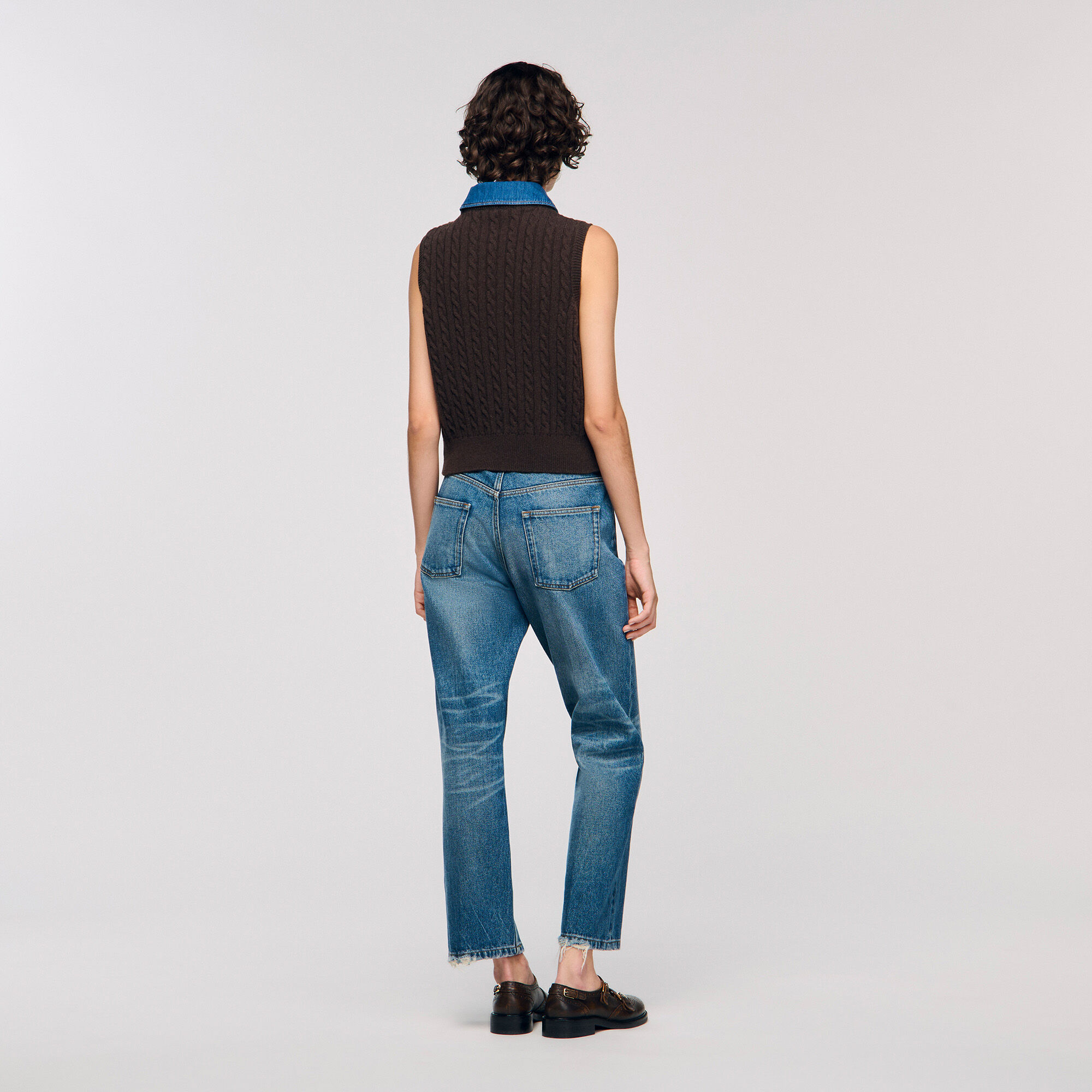 Maglione in maglia e denim